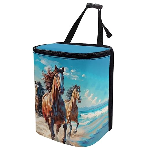 DISNIMO Horse Car Trash Can Easy-to-Install Car Accessory Interior, Leak-Proof Car Garbage Can Bin Organizer Storage Bag for The Back Seat of Any Cars, Sedans, SUVs & Trucks
