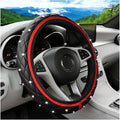 Bling Car Steering Wheel Cover, Rhinestones Elastic Leather Automotive Steering Wheel Protector, 15 Inch Sparkly Crystal Vehicle Interior Decor Accessories, Universal Fit (Red)