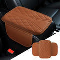Car Center Console Cover, 11.8"×6.7" Leather Armrest Cover for Cars, Multifunctional Auto Armrest Cushion Pad with Storage Pocket, Universal Arm Rest Protector Car Accessories (Brown)