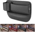 Peticehi Car Leather Cup Holder Gap Bag, No Logo Leather Car Seat Storage Box with Water Cup Holder, Car Seat Gap Filler Organizer (for Driver's seat,Black)