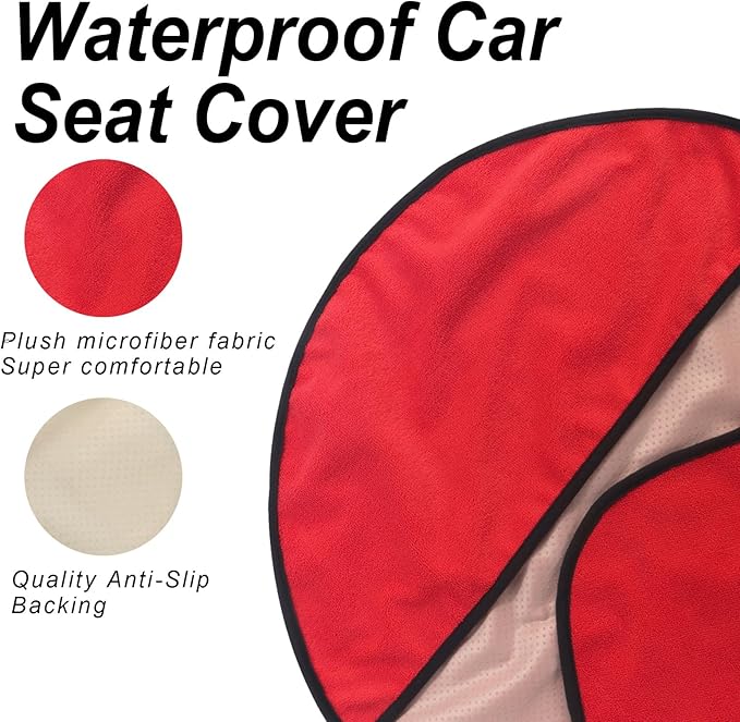 nbnhxnff Sweat Towel Car Seat Cover Protector Front Seats for Gym Workout, Running, Swimming, Beach and Hiking, Waterproof Universal Seat Cover for Car, Trucks, Van & SUV (Red, 2pcs Front Seat)