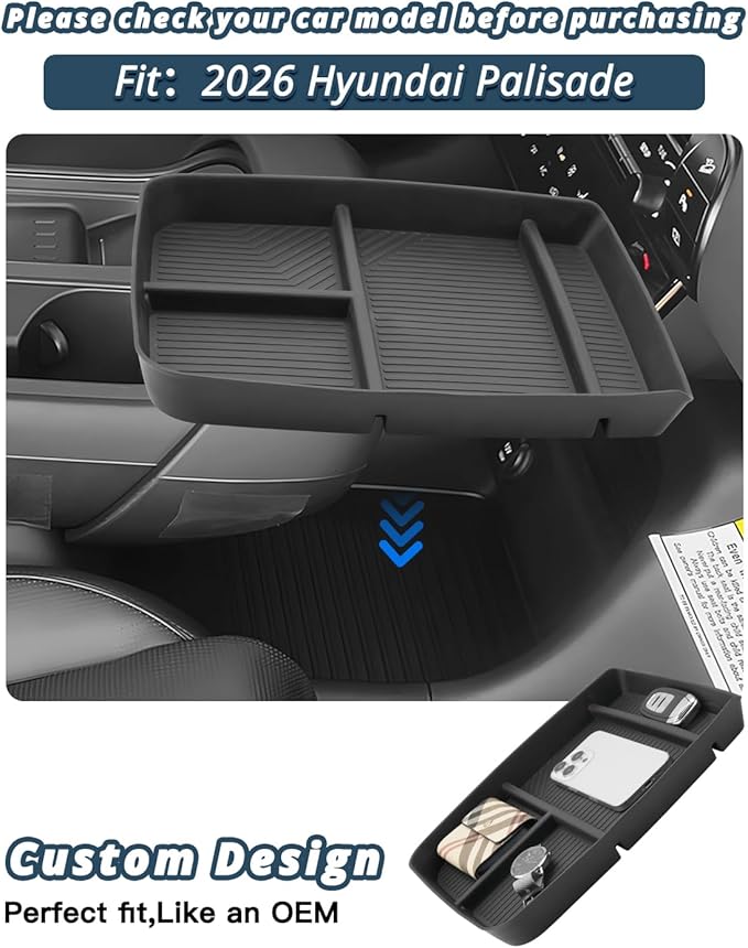 Ruiya 2026 Palisade Lower Console Organizer for Hyundai Palisade 2026 Accessories ABS Material Under Console Organizer Compatible with 2026 Hyundai Palisade Calligraphy/Limited/XRT Pro/SEL