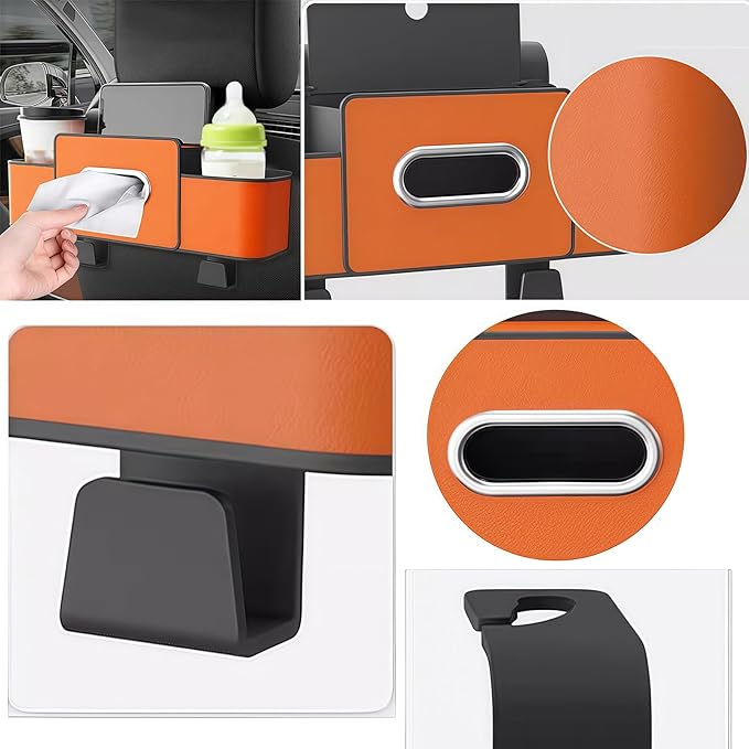 3-in-1 Car Backseat Organizer, Multifunctional Car Seat Back Storage Box, Car Organizers and Storage, For Hold Drinks, Handbag, Keep Your Ride Clean & Organized (Hook Installation, Red)