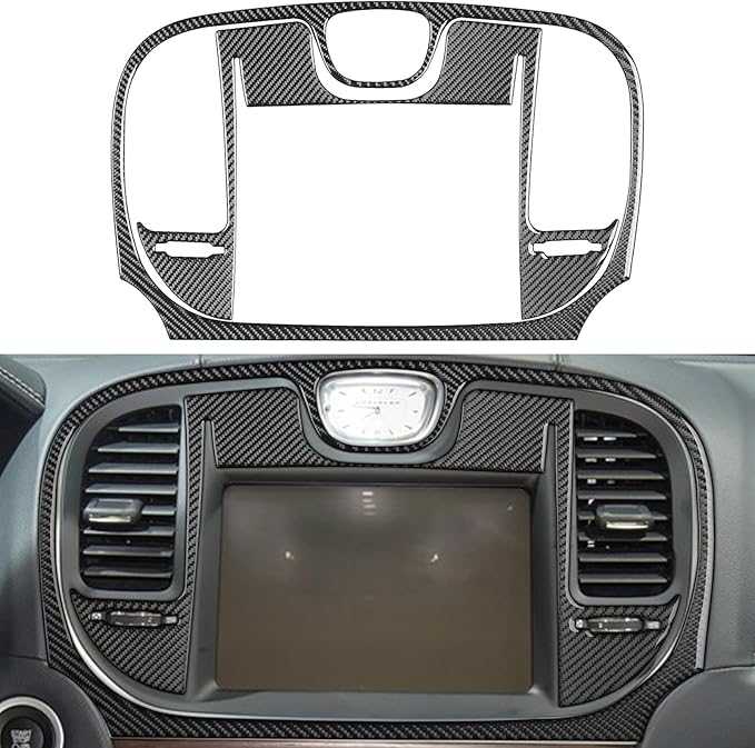 NVCNX Real Premium Carbon Fiber for Chrysler 300 Accessories 2015-2023 2016 2017 2018 2019 2020 2021 2022 S/C/Limited/Touring Car Dash Navigation Panel Cover Interior Trim Sticker Decal 2PCs