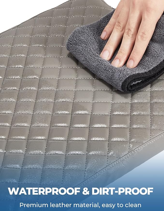 ISSYAUTO Center Console Cover Compatible with 2011-2016 Ford F250 F350 F450, 2011-2014 F150 with Jump Seat Console Leather Armrest Cover Center Console Cushion, Gray (Jump Seat Only)