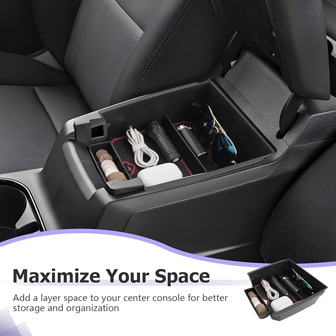 LUWU Center Console Organizer for 2023 2024 2025 2026 Colorado & GMC Canyon Accessories Armrest Console Storage Box Glove Organizer Tray ABS Material for Canyon Interior Accessories (Red)