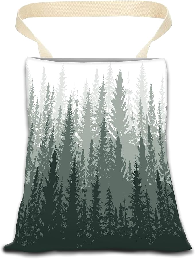 Hanging Car Trash Can Bag - Forest Mountain Design, Back Seat Organizer for Travel, Camping, Vehicle Accessories