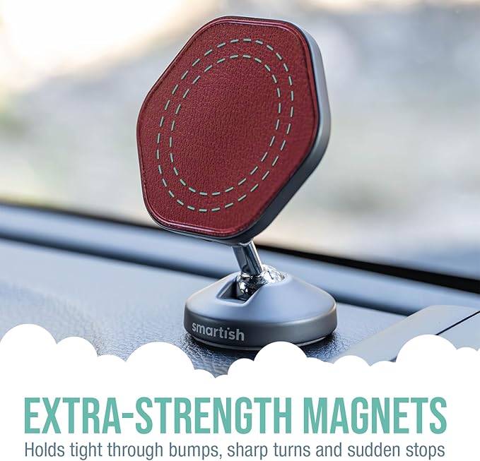 Smartish® MagSafe Mountaineer Car Mount - Compatible w/Apple iPhone 17/16/15/14/13 - Magnetic Stick on Adhesive Phone Holder - Extra Strength Magnet for Apple Accessories - Chili Crisp