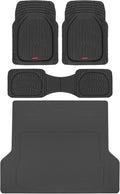 Motor Trend FlexTough™ Deep Dish Contours Rubber Car Floor Mats with Trunk Mat Cargo Liner, Front & Rear Combo Set fits Most Car SUV Van Coupe Sedan, Heavy Duty All Weather Trim to Fit