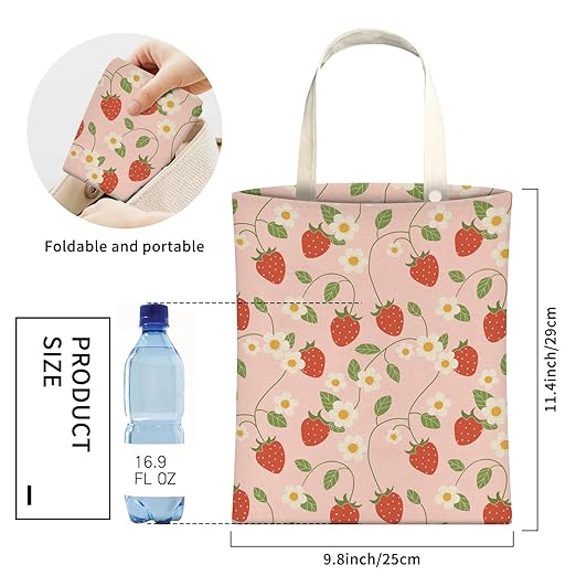 AXZOPDE Cute Car Trash Can, Hanging Canvas Car Back Seat Organizer and Storage Bag, Funny Car Trash Bag For Travelling, Outdoor Cute Strawberry Leaf