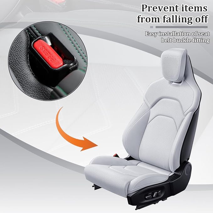 2PCS Car Seat Gap Filler, Leather Vehicle Seat Crevice Blocker Stopper to Prevent Things from Dropping, No-Drop Automotive Interior Console Catcher Plug, Universal for Vehicles (Beige)