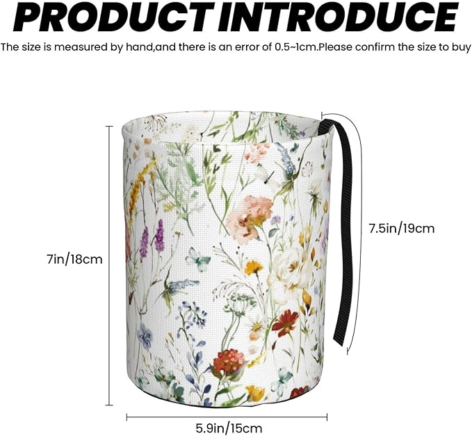 Watercolor Flower Car Trash Can,Car Accessories Waterproof Car Organizer Foldable Portable Trash Bin Can Be Hung on The Back Seat Garbage Can for Various Cars