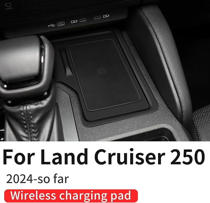 Central Console Wireless Charger Pad for 2024 2025 2026 Toyota Land Cruiser 250 Prado Lc250 Silicone Non-Slip Mat Dust-Proof Pad Internal Modification Accessories（Not Fit 1958） (Wireless Charger Pad)