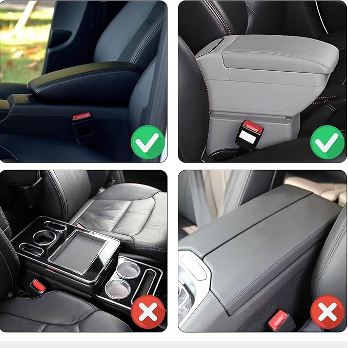 Car Armrest Storage Mat for Cadillac CT5 2019 2020 2021 2022 2023 2024 2025, Leather Car Center Console Cover pad Arm Rest Cushion Protector with Storage Bags Accessories,Grey