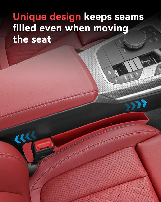 Edotim Car Seat Gap Filler, Seat Gap Organizer with Phone Holder, Car Seat Accessories, Car Organizer Fit SUV Truck-2PCS Red