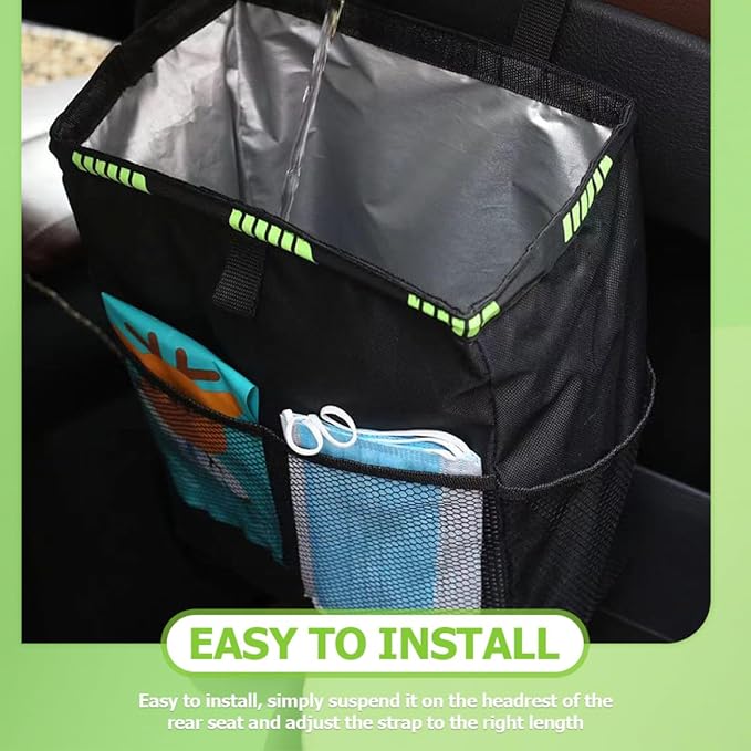 Unomor Waterproof Car Seat Back Organizer Large Capacity Multi-Functional Storage Hanging Bag with Trash Can for Backseat Car Storage and Travel Use