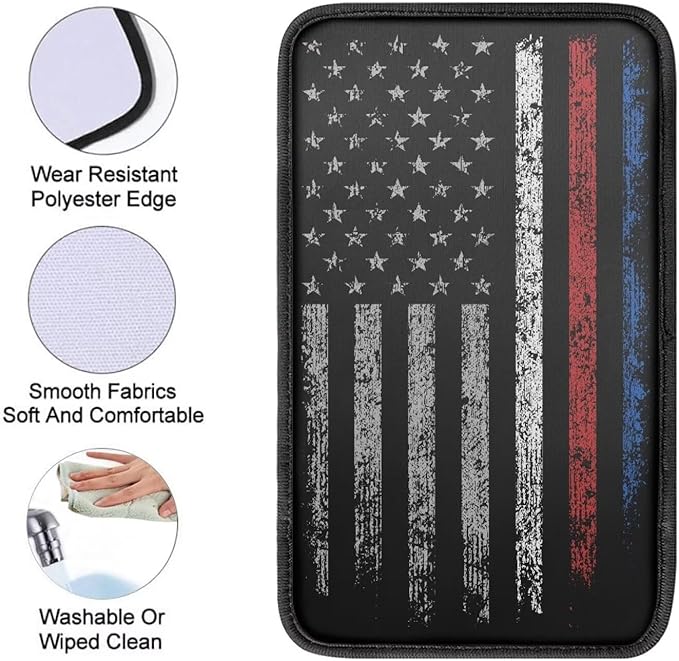 Mintutlipy Camouflage American Flag Car Center Console Cover Storage Box Mat Christmas Car Decoration Universal 12.3×7.5 Inches for Sedans SUV Vans