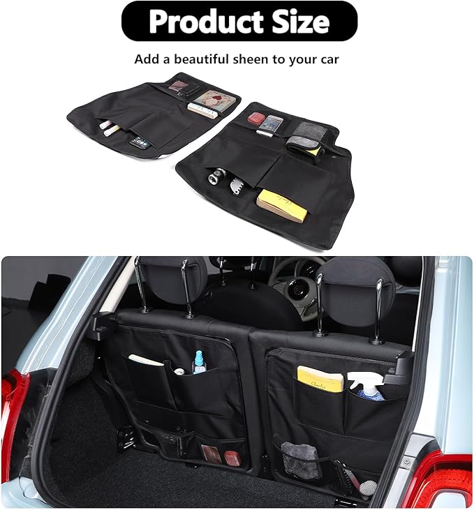 HAPPYHORSE Car Trunk Storage Bag Storage Pockets Compatible with Fiat 500/500 Abarth 2016-2024 Car Trunk Backseat Panel Hanging Organizer Oxford Cloth Storage Bag (Rear seat panel storage bag（16-24）)