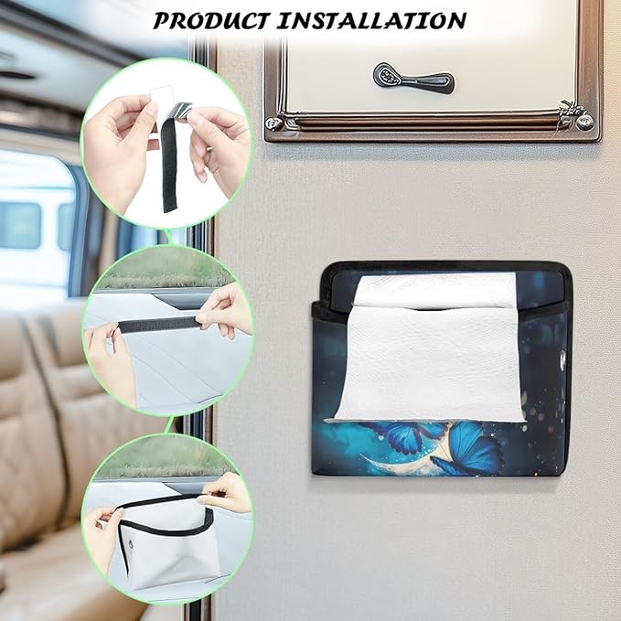 Blue Butterfly Car Organizer Storage Between Seats Front Back Seat Storage Pocket for Car Universal Auto Console Door Window Storage Bag Interior Organizer Holder for Phone Sunglasses