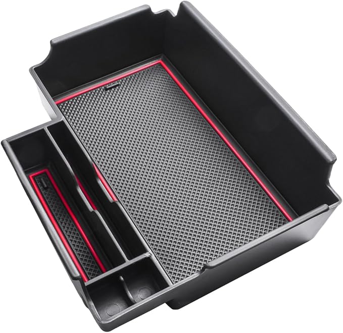 Center Console Organizer Compatible with Ford Explorer 2020 2021 2022 2023 2024 2025 2026 Interior Accessories, Coin Holder Armrest Secondary Storage Box Container Insert Divider Tray, Red