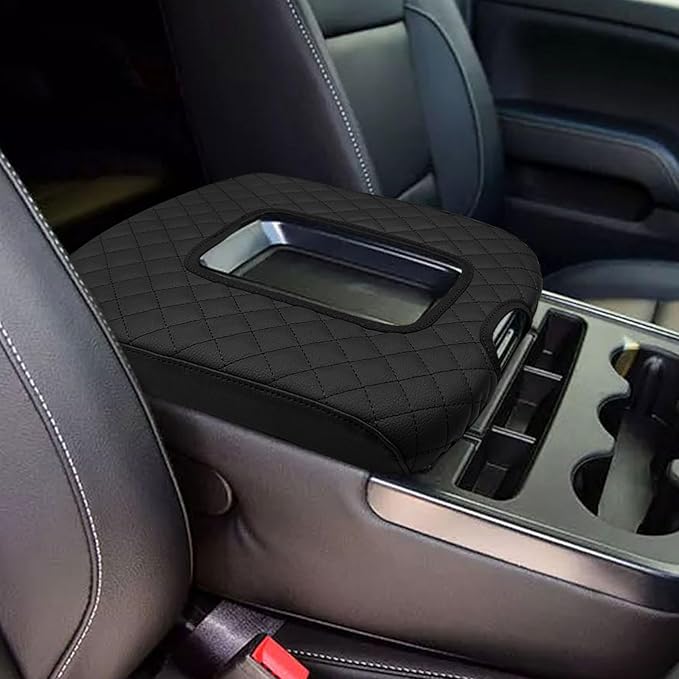 Xaido Center Console Armrest Cover Compatible with 2014-2018 Chevy Silverado & GMC Sierra with 40/20/40 Jump Seat, Middle Console Leather Protective Cover (ONLY for Split Bench Seat Console)