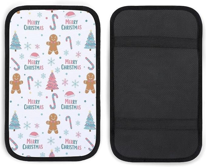 PPIKTC Car Armrest Cover Pink Christmas, Universal Fit Comfortable Soft Cover, Handrail Box Cushion for Most Vehicle
