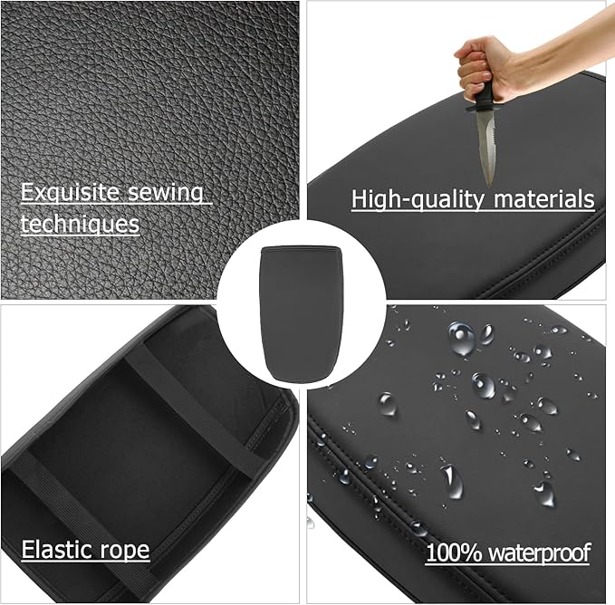 Ranger Center Console Cover Compatible with 2024 2025 Ford Ranger Accessories 2025 Ranger Armrest Cover Center Console Pad Ranger XL/XLT/Lariat/Raptor Armrest Console Cover Soft Leather,Thin Black