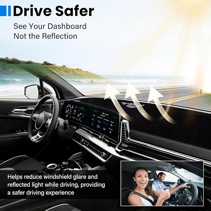 Dash Cover Mat Compatible with Kia Sportage 2023 2024 2025 (NQ5) Car Interior Dashboard Cover Mat Nonslip Dashmat Sunshade Glare UV Rays Protector Accessories Custom Fit