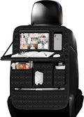GMQ Backseat Car Organizer 1 Pack, Car Back Seat Organizers with Tray,Multifunctional Car Seat Back Organizer with Foldable Tablet Holder (Black, 1 PC)