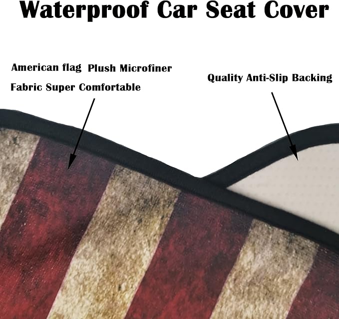 LoyaGour Car Seat Cover Protector Front Seats,for Gym Workout,Running,Swimming,Beach and Hiking,Waterproof Sweat Towel Bucket Seat Covers for Cars SUV Trucks (American Flag, 2Pcs)