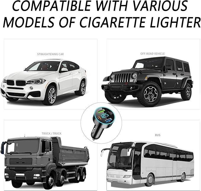 4-Port USB Car Charger,Car Charger Adapter with Blue LED,PD+QC3.0+Type C Ports Car Charger Adapter for Car Truck SUV Compatible with iPhone/Android (QC3.0+PD+2.4A+Type-C)