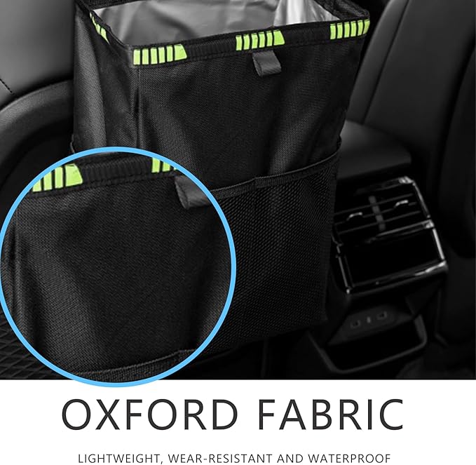 1 Pcs Hanging Car Trash Can With Storage Pockets,Foldable Hanging Large Capacity Garbage Bin,Car Trash Bag,Car Organizers And Storage(Black)