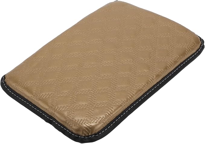 Car Armrest Cushion Pad Non-slip 11.81"x8.27" PU,Breathable Cotton and Linen Beige Center Console Lid