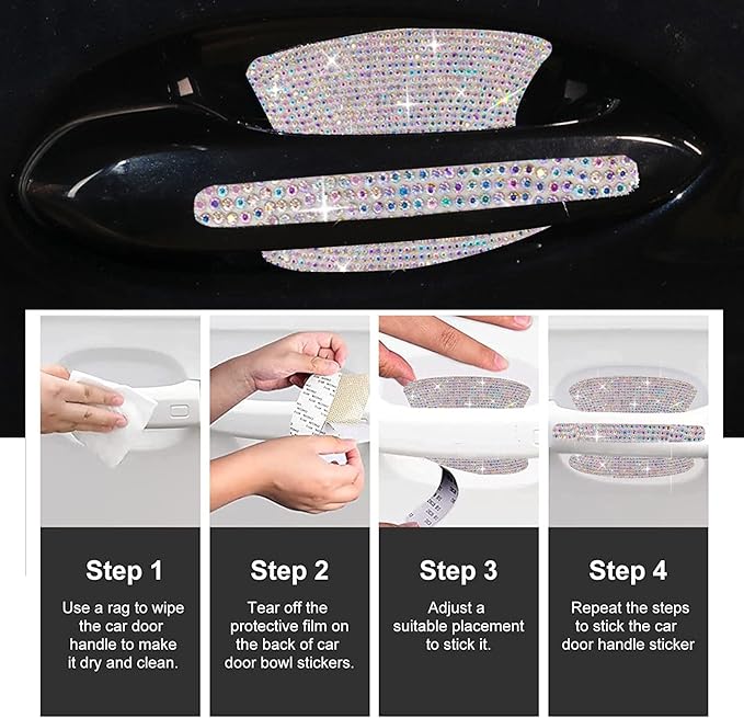 BetterJonny Crystal Car Scratch Protector, Rhinestone Bling Scratch Protectors (Colorful)