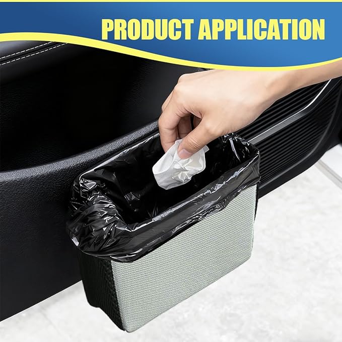 Car Trash Can, Mini Waterproof Hanging Auto Foldable Garbage Organizer Holder, Multi-Pocket Foldable Vehicle Interior Storage Bag Container Accessories for Cars, SUVs, Trucks (Silver)