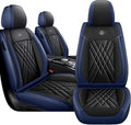 JGDL Car Seat Covers for Subaru Crosstrek 2016-2026, 2 Piece Set Nappa Leather Non-Slip Seat Protectors, Breathable Seat Cover Set. (Standard 2 Seats, Black Blue)