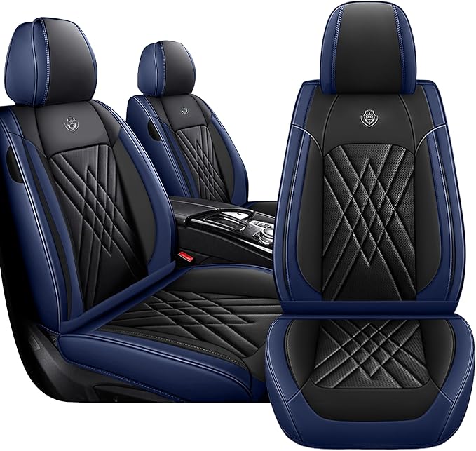 JGDL Car Seat Covers for Subaru Crosstrek 2016-2026, 2 Piece Set Nappa Leather Non-Slip Seat Protectors, Breathable Seat Cover Set. (Standard 2 Seats, Black Blue)