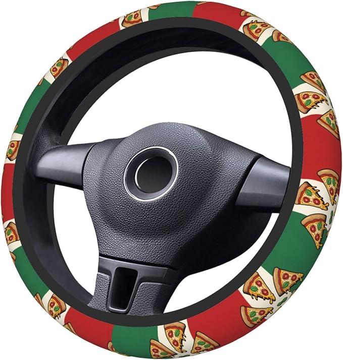 Neoprene Steering Wheel Cover Pizza Italy Flag Italian Car Steering Wheel Cover Universal Fit for Most Cars