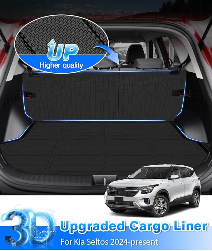 Cartist Floor Mats & Backseat Cargo Liner Fit for 2024 2025 2026 Kia Seltos S, LX, EX, SX, X-Line Accessories All Weather Floor Liner (Only Fit The Upper Layer Trunk) (Only for U.S.A. and Canada)
