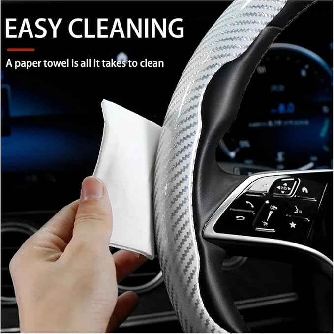1/2PCS Laser Perforated Steering Wheel Cover, Microfiber Leather and Silicone Non-Slip Grip(2pcs Black)