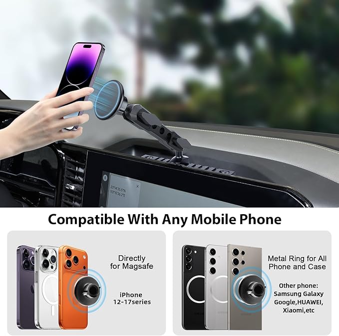 for 2022 2023 2024 2025 2026 Chevrolet Silverado & GMC Sierra Phone Mount, 2022+ Chevy Silverado 1500/2500/3500 Magsafe Phone Holder, Only fit 13.4" Touchscreen, 2025 Silverado & Sierra Accessories