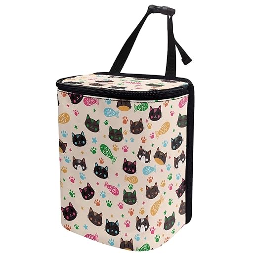 Cute Cat Car Trash Can Leak Proof Multipurpose Trash Bin for Cars Easy to Install Car Trash Bag Hanging Interior Accessory Compatible with Cars,SUV,Trucks
