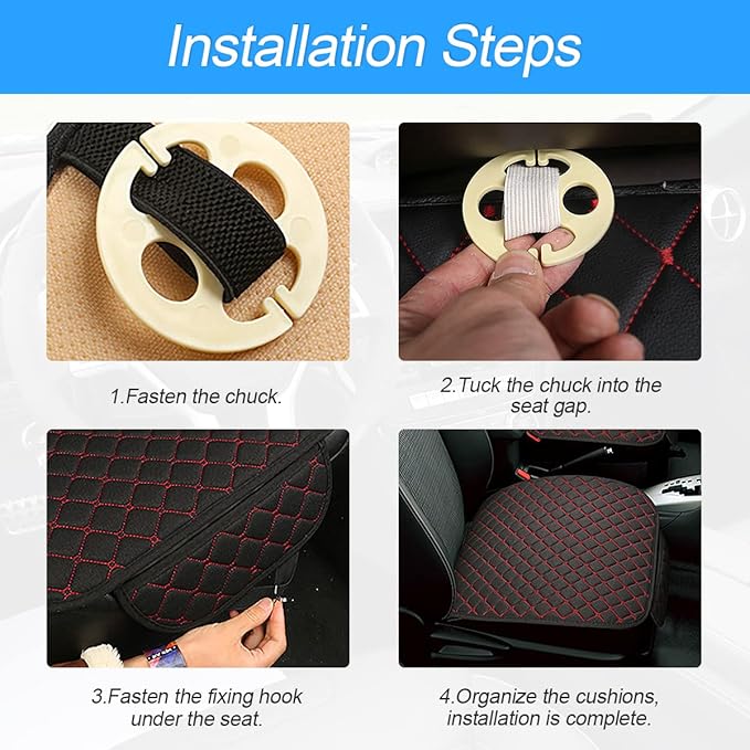 3PCS Set Car Seat Cushion for Front and Back Seat, 3D Soft Linen Breathable Auto Seat Cover, Comfort Non-Slip Rubber Bottom, Car Seat Protector Pad Universal for Office Chair, Home (Black/3PCS)