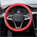 15 Inch Leather Steering Wheel Cover, Breathable Anti-Slip Steering Wheel Protector Cover, Elastic Soft Comfortable Universal Wheel Cover for Men and Women, Car Accessories (Red)