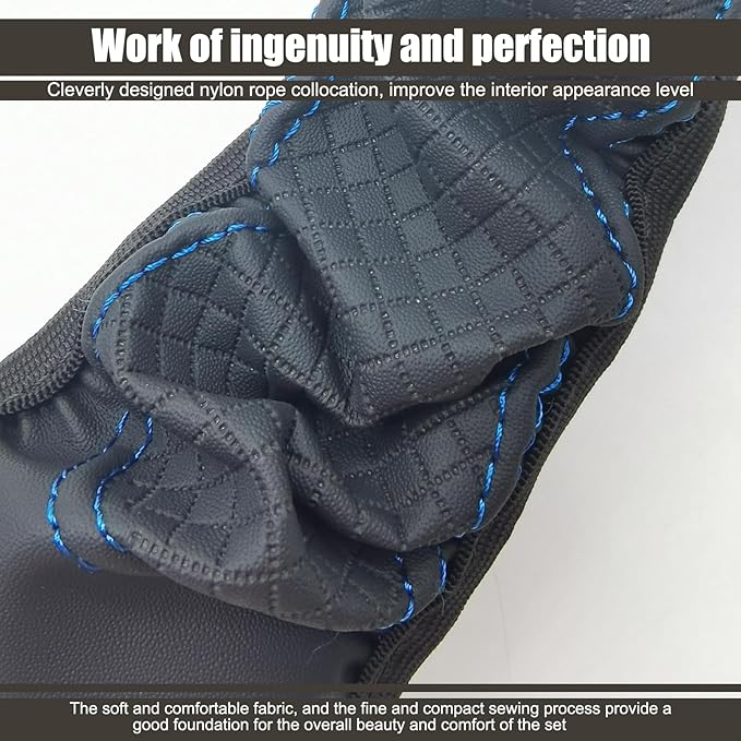 1 PC Car Steering Wheel Cover, 14.96In Waterproof Breathable Leather Vehicle Steering Wheel Anti-Slip Accessories, Universal Automotive Steering Wheel Protector for Truck SUV (Black & Blue)