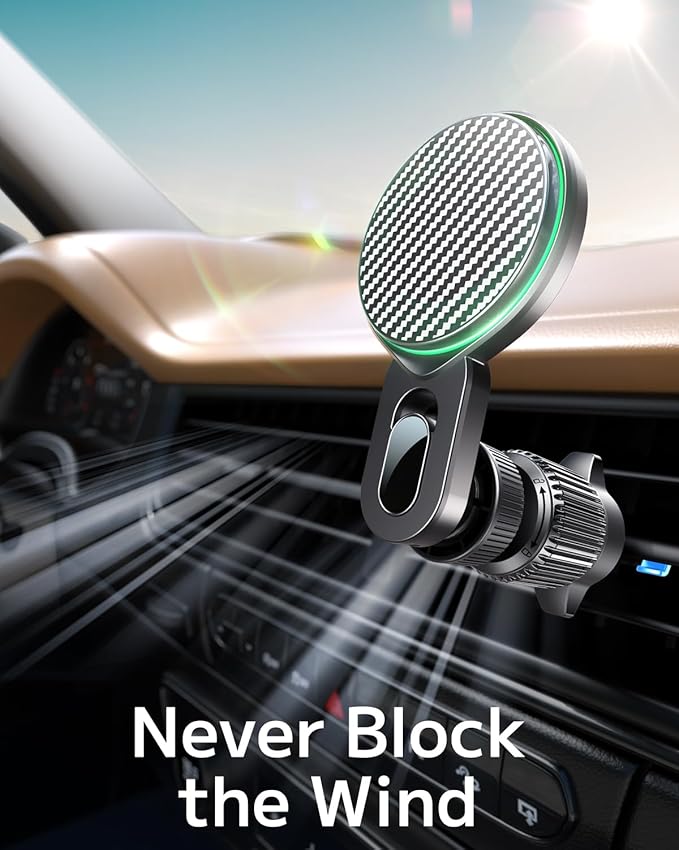 Qifutan for 15W Magsafe Car Mount Charger No Blocking of Air Vent Wireless Car Charger Automotive Accessories Magnetic Phone Holder for Car Fits for iPhone 15 14 13 12 Pro Max Android Smartphone
