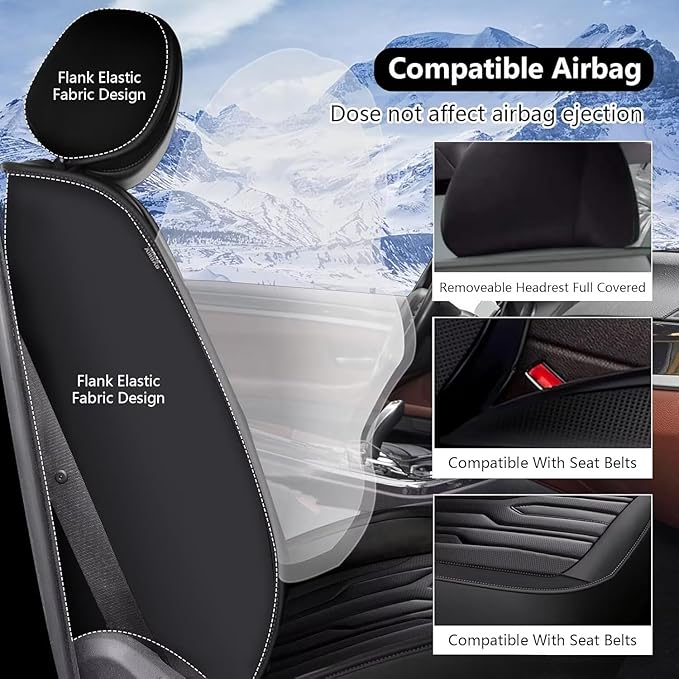 YORKNEIC Fit for Hyundai Accent Seat Covers 2017-2025: Leather Waterproof Car Seat Covers Anti-Slip Protector 2 Front Seat Set (2 Seats, Black)