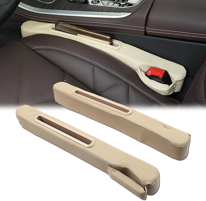 TATACLEA Car Accessories,Car Gap Plug,Car Seat Gap Prevent Small Items from Falling,2 Combinations of Main and Passenger Seats Universal.(Beige)