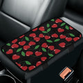 CLOHOMIN Red Cherry Car Armrest Pad for Auto Sedan SUV Truck Center Console Cover Cute Car Console Covers Flannel Auto Interior Accessories Universal Fit