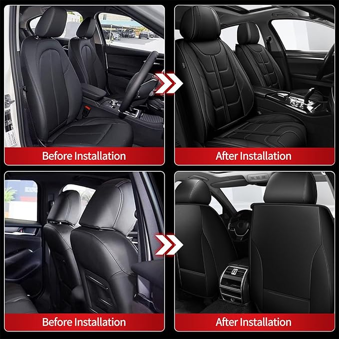 TTX LIGHTING Car Seat Covers fit for Acura ILX 2013-2019 - Waterproof Leather Automotive Seat Protectors (2 Front Seats, Black)